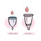 Set of menstrual cups. Different size period cups. Vector illustration.