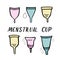 Set of menstrual cups. Period cup. Handdrawn vector illustration