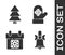 Set Merry Christmas ringing bell, Christmas tree, Calendar and Christmas mitten icon. Vector
