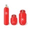 Set of metal containers or cylinders with liquefied compressed natural gases. Gas tanks balloons of various size