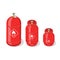 Set of metal containers or cylinders with liquefied compressed natural gases. Gas tanks balloons of various size