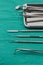 Set of metal medical equipment tools