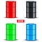 Set of metal oil barrels. Vector illustration on