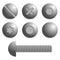 Set of metal screws, bolts icons.