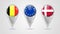 Set of metall pointers for a map with the national Europe flags in the button. GPS location symbol. Map pointer icon. Navigation