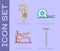 Set Metallic nail, Clamp tool, Construction stapler and Roulette construction icon. Vector