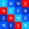 Set Meteorology thermometer, Sun and snowflake, Celsius and icon. Vector