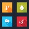 Set Meteorology thermometer, Water drop, Cloud with snow and Comet falling down fast icon. Vector