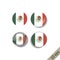 Set of MEXICO flags round badges.