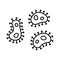 Set of microorganisms, bacteria or virus. Cartoon linear icon for medicine, biology, lab, science. Black illustration of funny