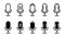 Set of microphone icons isolated on a white background. The concept of voice, karaoke, sound recording and vocals. Vector