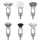 A set of microphone icons releasing a variety of sound waves. A image of microphones from which different sounds are erupte