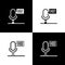 Set Microphone voice device icon isolated on black and white background. Microphone interpreter and alphabet letters