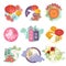 Set of Mid Autumn Festival icons/stamps