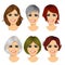 set of middle aged woman avatar with different hairstyles