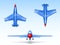 set of military aircrafts, fighter jets. Combat plane in different views, aviation, air vehicle, war airplane.