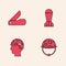 Set Military helmet, Swiss army knife, Aviation bomb and Army soldier icon. Vector