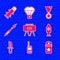 Set Military mine, Walkie talkie, Chevron, Human target sport for shooting, knife, Medieval spear, reward medal and