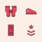 Set Military rank, Binoculars, beret and Dynamite and timer clock icon. Vector