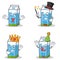 Set of milk box character with crazy magician king clown