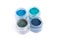 Set of mineral eye shadows in blue color