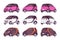 Set of mini electric car in pink, white, black color