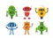 Set of Mini Robots, Cyborg Characters, Toys or Chatbot, Artificial Intelligence Technology. Technical Support Assistant