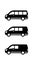 Set of minibuses icon. Small van. Black silhouette. Side view. Vector simple flat graphic illustration. The isolated