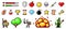 Set of minimalistic pixel art vector objects isolated. Pixel game. 8 bit UI gaming bar notation