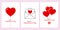 set of minimalistic valentine cards, red heart on white background, vector illustration