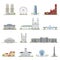 Set of Minsk city buildings, famous places in flat style. illustration collection.
