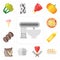 Set of Mixer, Risotto, Butcher, Pot, Flour, Mustard, Coffee, Pizza, Ice cream, editable icon pack