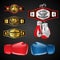 Set of MMA objects - modern vector realistic clip art