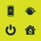 Set Mobile and password protection, House humidity, Power button and Thermostat icon. Vector