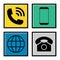 Set of mobile telephone smartphone and www icon, chat web internet communication vector illustration