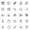 Set of modern and black thin Line Icons