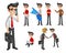 Set of Modern Businessman in Various Poses Cartoon Character