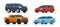 Set of modern cars. Includes hatchback, sedan, pickup and SUV. Vector flat illustration