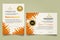 Set modern certificate template with mustard Rounded Lines Halftone Transition ornament