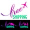 Set of modern colorful Free Shipping banners