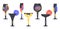 Set of modern creative glasses isolated. Wineglasses and cocktail glass with flower decor. taste of aromatic wine concept. Vector