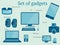 Set of modern gadgets design including laptop, pc, mp3 player