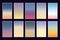 Set modern gradients in abstract sunset and sunrise sea blurred background templates