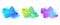Set of modern graphic design elements in shape of fluid blobs with geometric lines. Gradient blue and green, red and