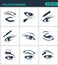 Set of modern icons. Eyelash extensions eyelashes, eyes, mascara, eye shadow, eyebrow, eyeliner, increase. Black signs