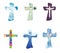 Set modern isolated Christian crosses. Religious signs. Cross collection with symbols of Christianity