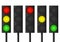 Set of modern led traffic lights with different sequence of switching. Showing red, yellow or green lights