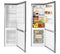 Set of modern refrigerators on white