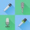 Set of modern and retro microphones flat icons