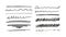 Set of modern scribble doodles, swirls, waves, strikethroughs. Collection of line elements for design. Hand drawn vector